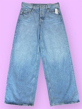NWT Old Navy Light Blue Mid-Rise The Slouchy Wide Leg Jeans sz 8 Tall